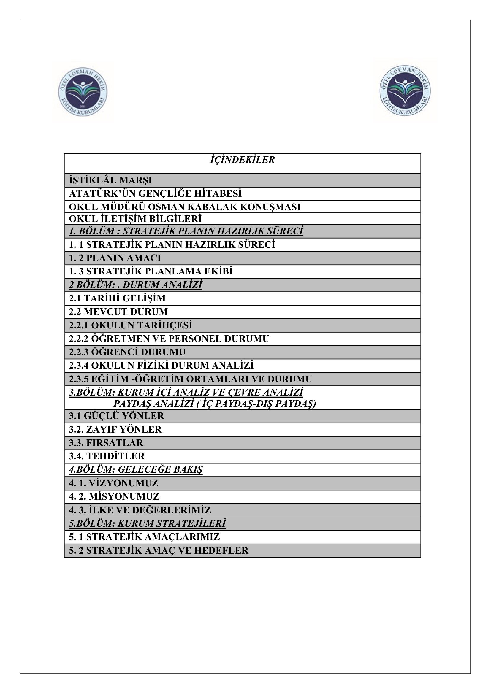 OKUL STRATEJİK PLANIMIZ - 2